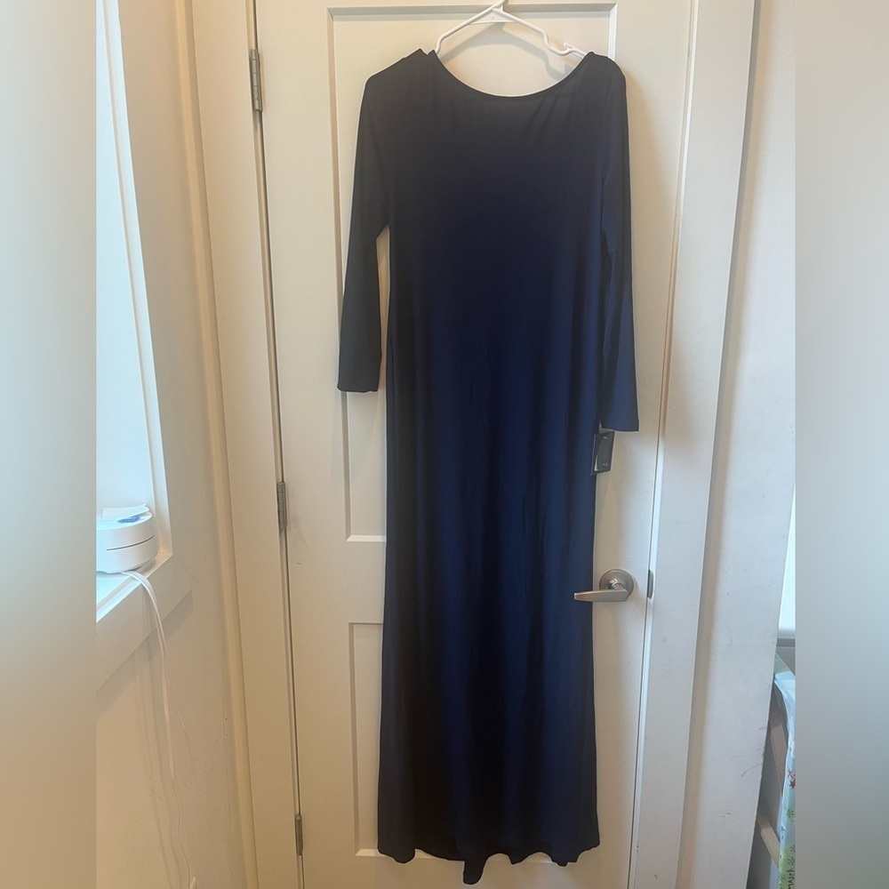 MARINA Navy Blue Long Sleeve Dress - Picture 3 of 10